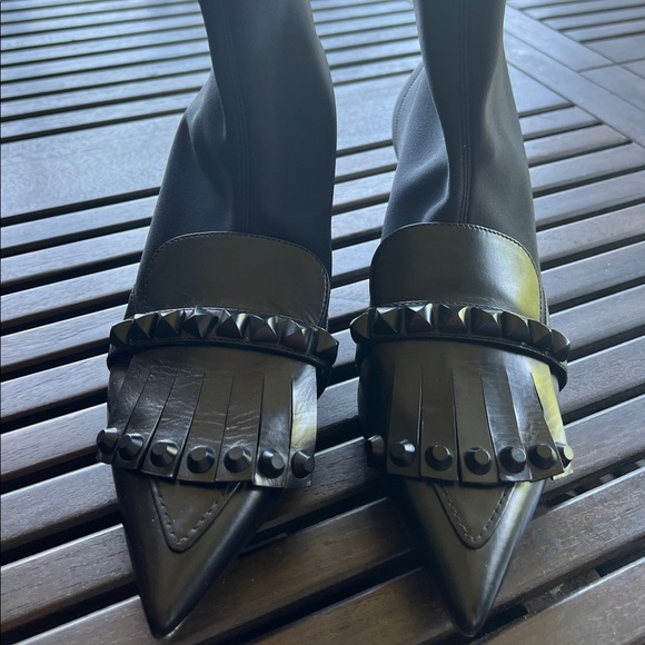 WOMEN'S PRADA HALF SOCK LEATHER LOAFER BOOT - Picture 2 of 7